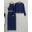 Plus Size - Women'S Plus Size Two-Piece Set - Navy Blue Ribbed Dress & Cardigan Vest, High Waist, Button-Up, Casual Style for Spring/Fall, Versatile Clothing | Buttonup Cardigan | Construction, Plus Size Sweater Dress