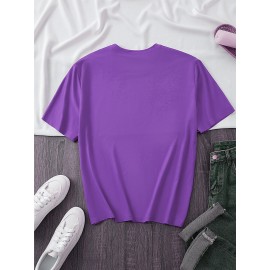 Women's Black Cherry Print Short Sleeve T-Shirt - Geometric Pattern with Pink Cherries & Green Leaves, 180gsm Polyester, Round Neck, All-Season Casual Top, Machine Washable, Cherry Tshirt, Playful Design, Texture
