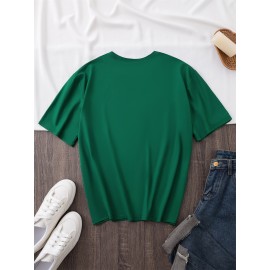 [Humorous Workout T-Shirt] 1pc Women's Casual Short Sleeve T-Shirt | Soft, Lightweight, Humorous Cat & Dumbbell Graphic Print, 