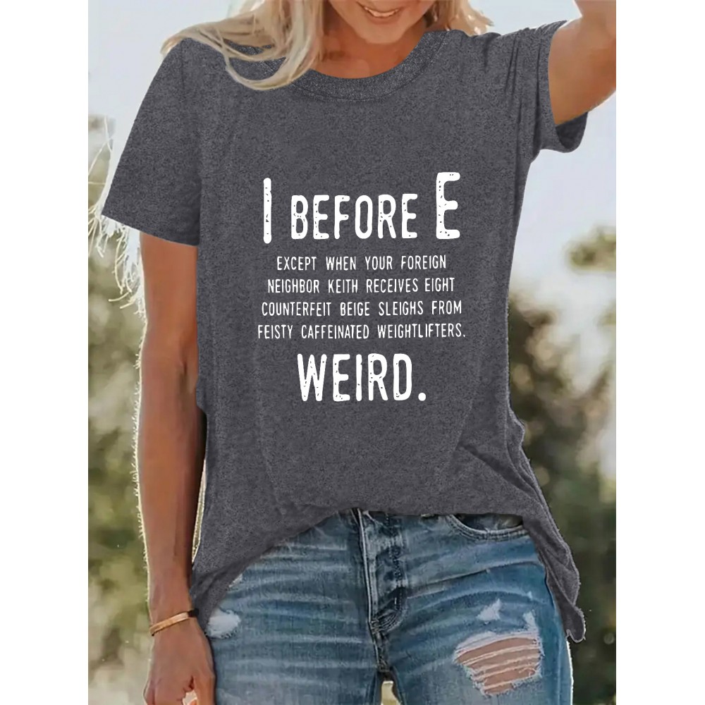 Women's Casual Short Sleeve T-Shirt with Bold 